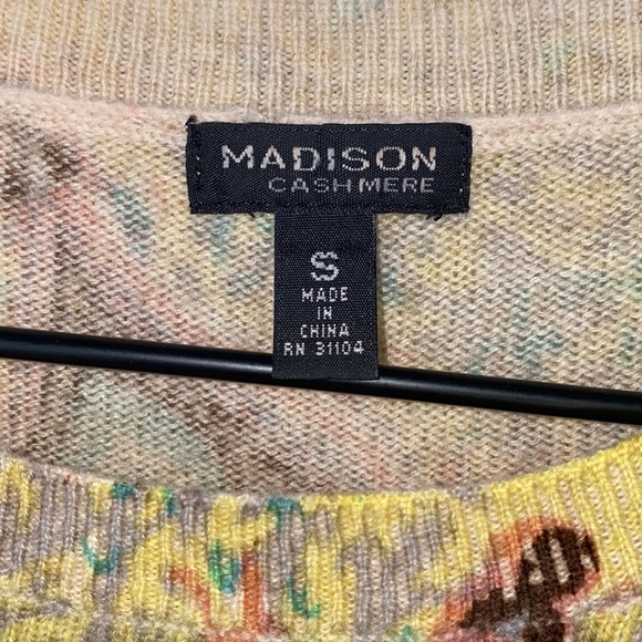 Madison Cashmere paisley print lightweight 100% cashmere sweater size S - Picture 5 of 8